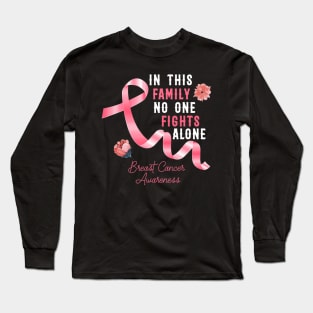 Family Breast Cancer Awareness Shirt For My Wife Survivor Long Sleeve T-Shirt